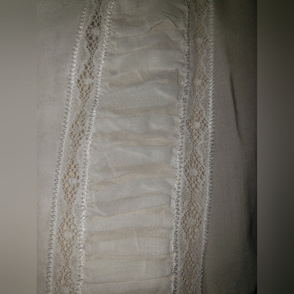 Elie Tahari white 100% cotton semi sheer fitted tailored ruffle blouse top M - Picture 1 of 9